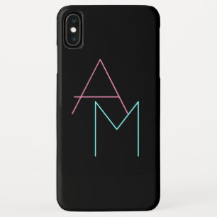 Funda Para iPhone XS Max Iniciales superpuestas modernas Rosa Turquesa Ne
