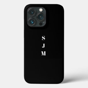 Funda Para iPhone 13 Pro iniciales verticales de monograma minimalista nomb
