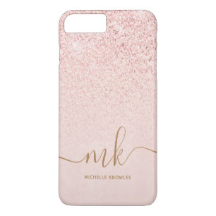 Funda Para iPhone 8 Plus/7 Plus Iniciales y nombre elegantes con brillo de oro ros