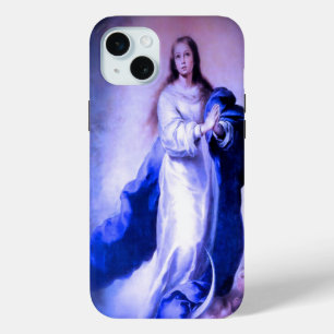 Funda Para iPhone 15 Mini Inmaculada Concepción Azul