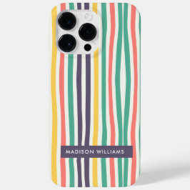 Funda Para iPhone 14 Pro Max De Case-Mate Inscripción editable Líneas coloreadas Minimalista