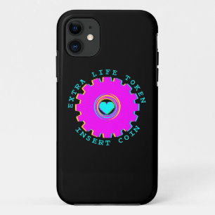 Funda Para iPhone 11 Inserte Moneda Retro Arcade Vida Extra Corazón de 