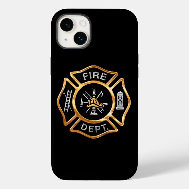Funda De Case-Mate Para iPhone Insignia de oro del Departamento de Bomberos (Reverso )