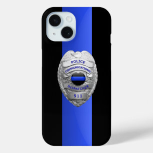 Funda Para iPhone 15 Insignia policial - Línea Azul delgada