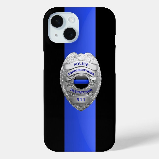 Funda De Case-Mate Para iPhone Insignia policial - Línea Azul delgada (Reverso )