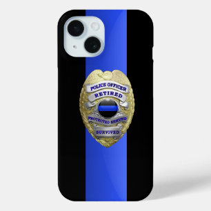 Funda Para iPhone 15 Insignia policial - Línea Azul delgada