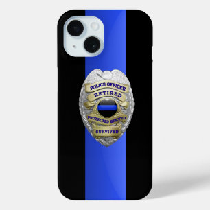 Funda Para iPhone 15 Insignia policial - Línea Azul delgada