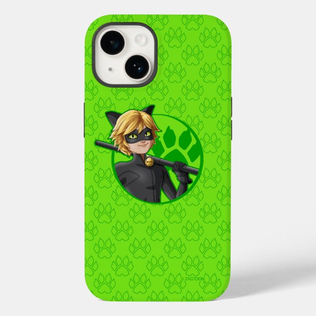 Funda De Case-Mate Para iPhone Insignia verde Cat Noir (Reverso )