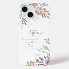 Funda Para iPhone 15 Inspirador moderno blanco rosado floral religioso