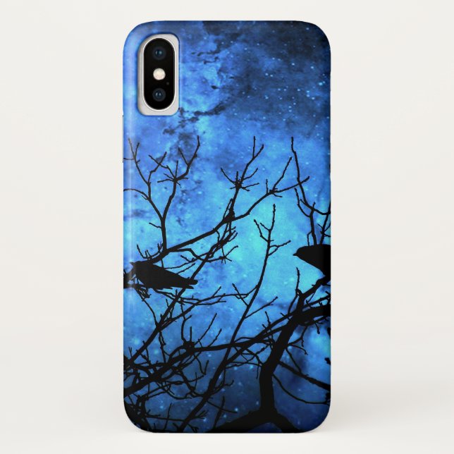 Funda De Case-Mate Para iPhone Intento de asesinato: cuervos, cielos azules (Reverso)