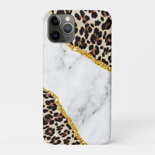Funda Para iPhone 11 Pro Interior de Leopardo de Lujo Piedra de Mármol Bril