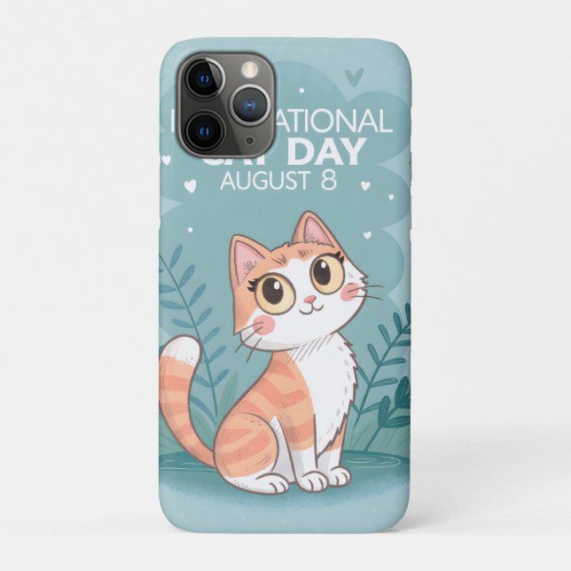 Funda De Case-Mate Para iPhone International Cat Day Cute Whimsical Cat Art (Reverso)