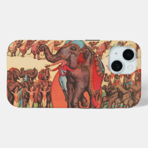 Funda Para iPhone 15 Interpretando Elefantes Con Mujeres Y Entrenadores