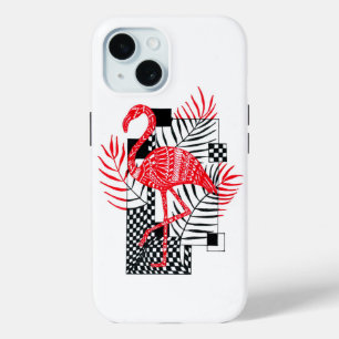 Funda Para iPhone 15 Intrincado patrón de flamenco rojo - L tropical ex