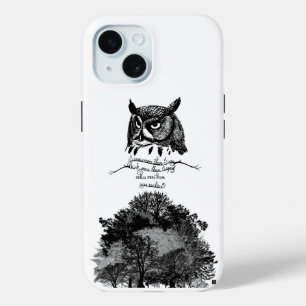 Funda Para iPhone 15 Introvert Empath Owl sabiduría ilustrada cita de t