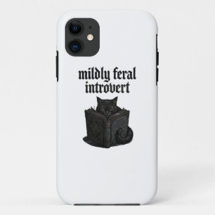 Funda Para iPhone 11 Introvertido gótico gato negro leyendo libro Estét