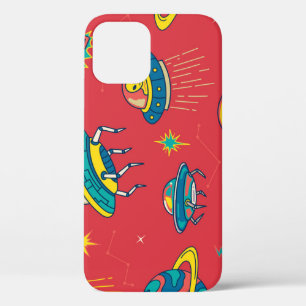 Funda Para iPhone 12 Invasores espaciales de OVNI retro
