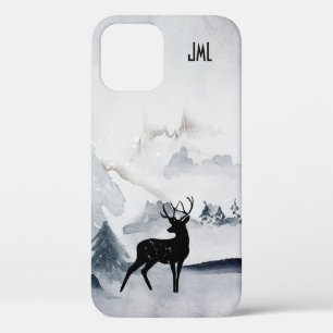 Funda Para iPhone 12 Invernal Rústico Gris acuarela