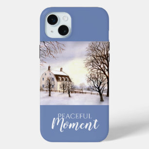 Funda Para iPhone 15 Mini Invierno en la pintura acuática de Nueva Inglaterr
