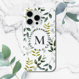 Funda Para iPhone 15 Pro Max iPad de hojas tropicales de eucalipto verde monogr