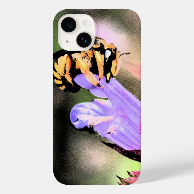 Funda De Case-Mate Para iPhone ipha de abeja y flor (Reverso )
