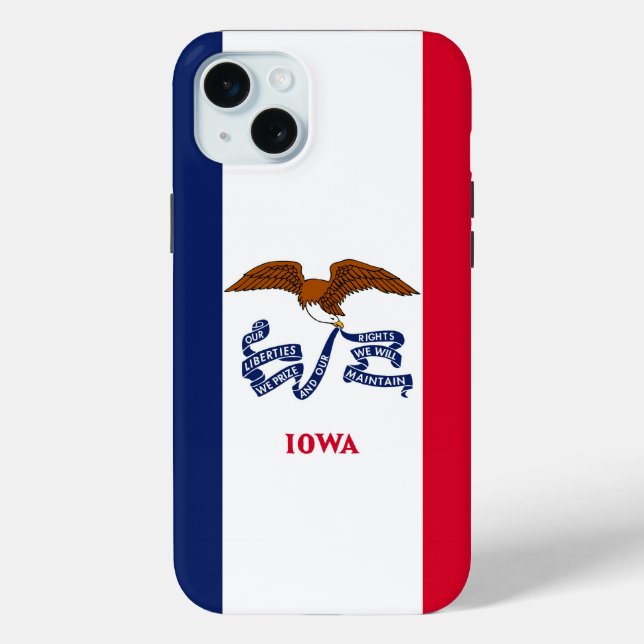 Funda De Case-Mate Para iPhone iPhone 15 Plus Funda-Mate, bandera de Iowa (Reverso )