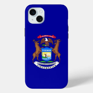 Funda Para iPhone 15 Mini iPhone 15 Plus Funda-Mate, bandera de Michigan
