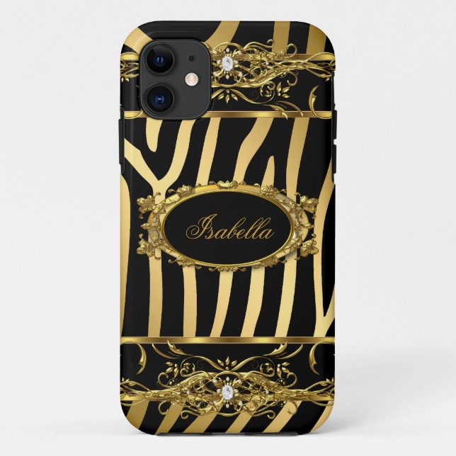 Funda De Case-Mate Para iPhone iPhone 5 Elegant Classy Gold Zebra Black (Reverso)