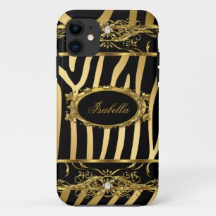 Funda Para iPhone 11 iPhone 5 Elegante Clásico Dorado Cebra Negro