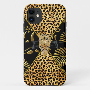Funda Para iPhone 11 iPhone 5 Funda-Mate Leopard negro dorado