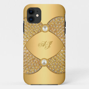 Funda Para iPhone 11 iPhone 5 Monograma Elegante Pearl Gold