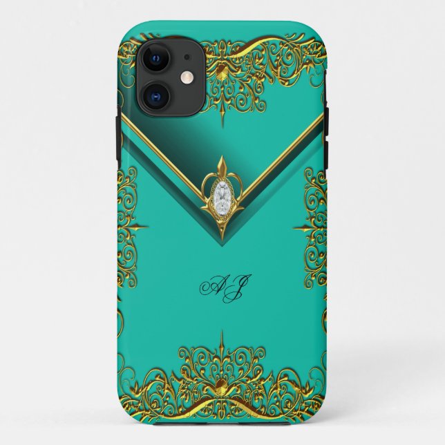 Funda De Case-Mate Para iPhone iPhone 5 Monograma Regal Elegant Jade Gold (Reverso)