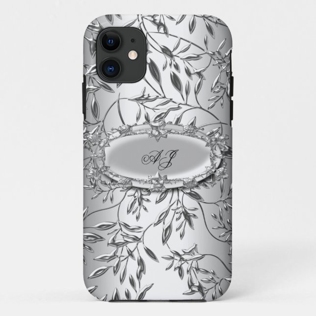 Funda De Case-Mate Para iPhone iPhone 5 Monogrammed Regal Elegant Damask Silver (Reverso)