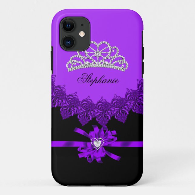 Funda De Case-Mate Para iPhone iPhone 5 Princesa Plata Tiara Purple Bejeweld (Reverso)