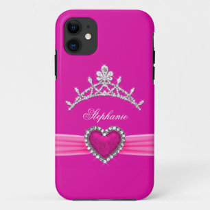 title_seo2 iPhone 5 Princesa Plata Tiara Rosa Caliente Bejewe