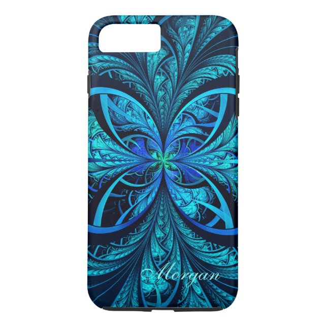 Funda De Case-Mate Para iPhone iPhone abstracto moderno del fractal del verde (Reverso)