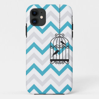 Funda Para iPhone 11 iPhone azul 5 del vintage del zigzag de Chevron