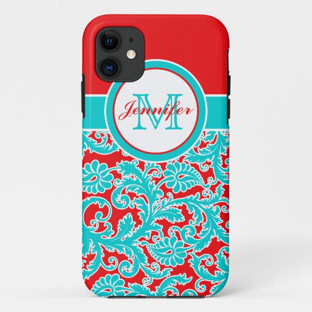 Funda De Case-Mate Para iPhone iPhone azul, rojo, blanco con monograma 5 del (Reverso)