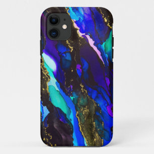 Funda Para iPhone 11 iPhone de pinturas salvajes de tinta negra y morad