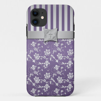 Funda Para iPhone 11 iPhone floral de plata púrpura cristiano 5 de las