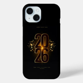 Funda Para iPhone 15 iPhone -Happy New Year 2026 Elegant Gold Typograph