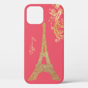Funda Para iPhone 12 Pro iPhone Personalizado de la Torre Eiffel Dorada