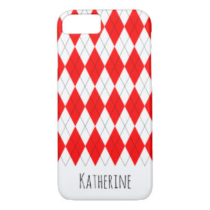 Funda Para iPhone 8/7 iPhone rojo y blanco del modelo de Argyle 7/8 caso