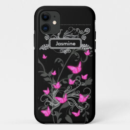 iPhone SE + iPhone 5/5S Funda mariposas rosadas