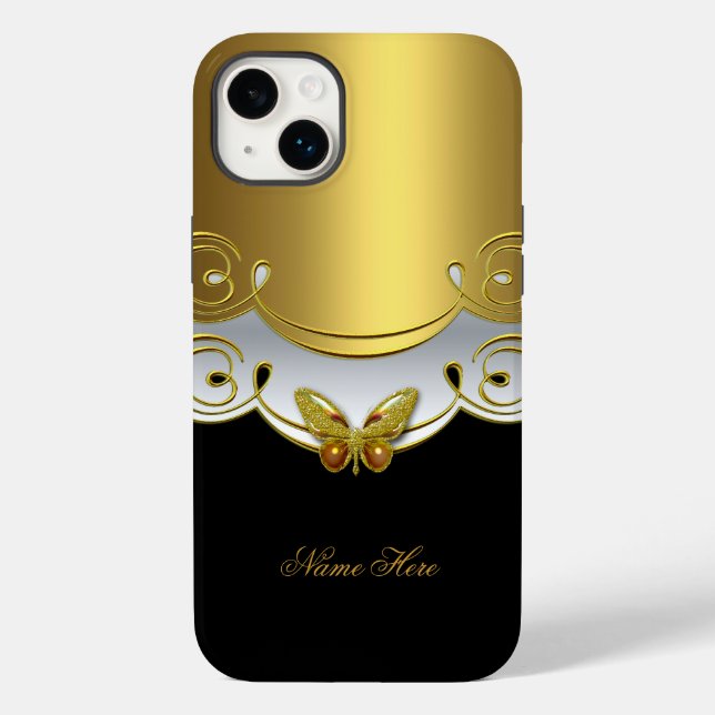 Funda De Case-Mate Para iPhone iPhone Verde Dorado Negro Blanco Mariposa (Reverso )