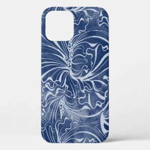 Funda Para iPhone 12 Iris de Acuarela: Índigo Vintage Nouveau