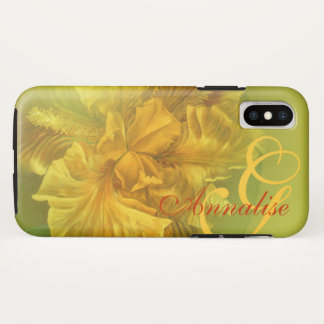 Funda Para iPhone XS Iris de bandera flor flor arte de mano amarillo