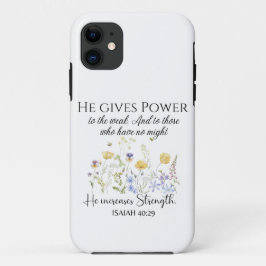 Funda Para iPhone 11 Isaías 40:29 Él da poder a la Escritura de Flores