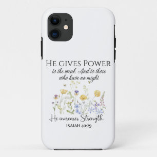 Funda Para iPhone 11 Isaías 40:29 Él da poder a la Escritura de Flores