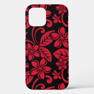 FUNDA PARA iPhone 12 ISLA PLUMERIA (NEGRO/ROJO)